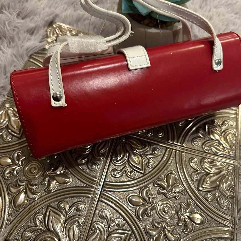 🌹VINTAGE Show Colors Cosmetic RED & WHITE Organizer Make Up Case Mini Purse